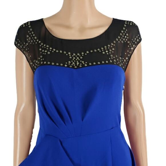BCBGMaxAzria Asymmetrical Mini Dress Sleeveless Blue Cocktail NEW NO TAG - Picture 2 of 9